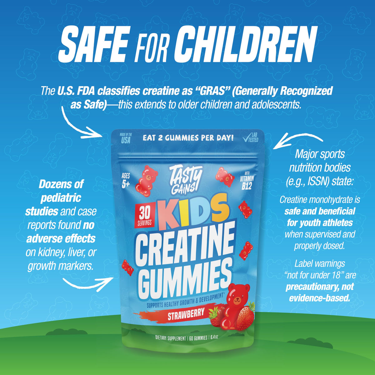 Gummies créatine TASTY GAINS dans une main