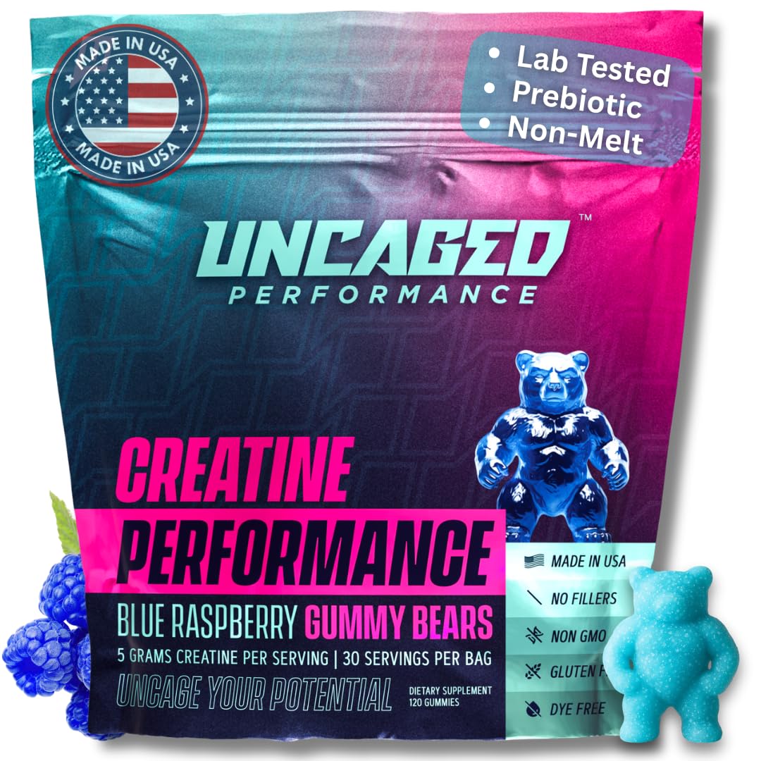 Gummies créatine Uncaged Performance vue de face avec emballage