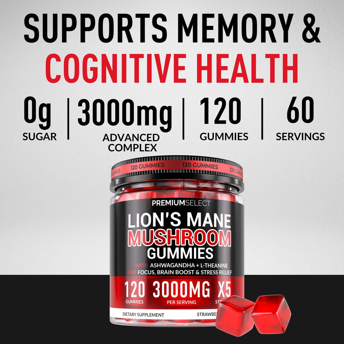 Gummies Crinière de Lion à l'intérieur de la bouteille