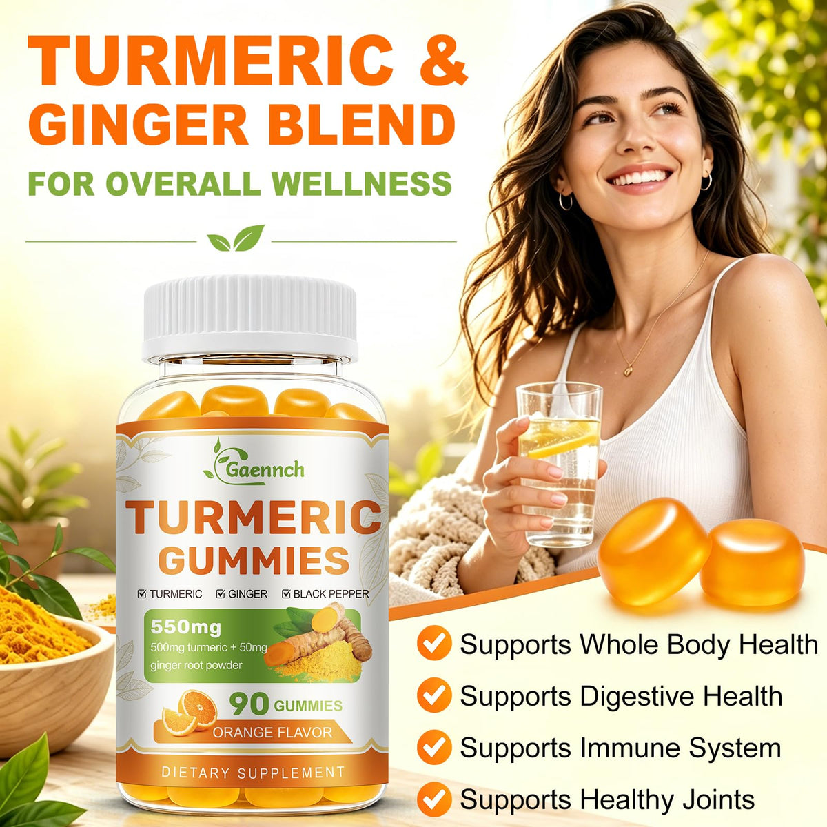Gummies Curcuma et Gingembre Gaennch en main avec fond neutre