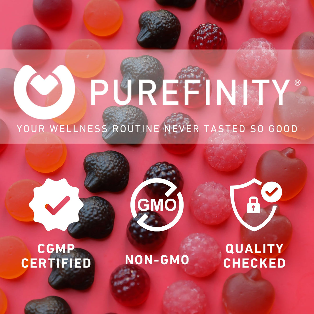gummies curcuma gingembre PUREFINITY sur un fond blanc