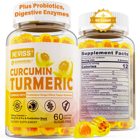 Gummies Curcuma NEVISS 550mg avec Gingembre et Poivre Noir, vue de face