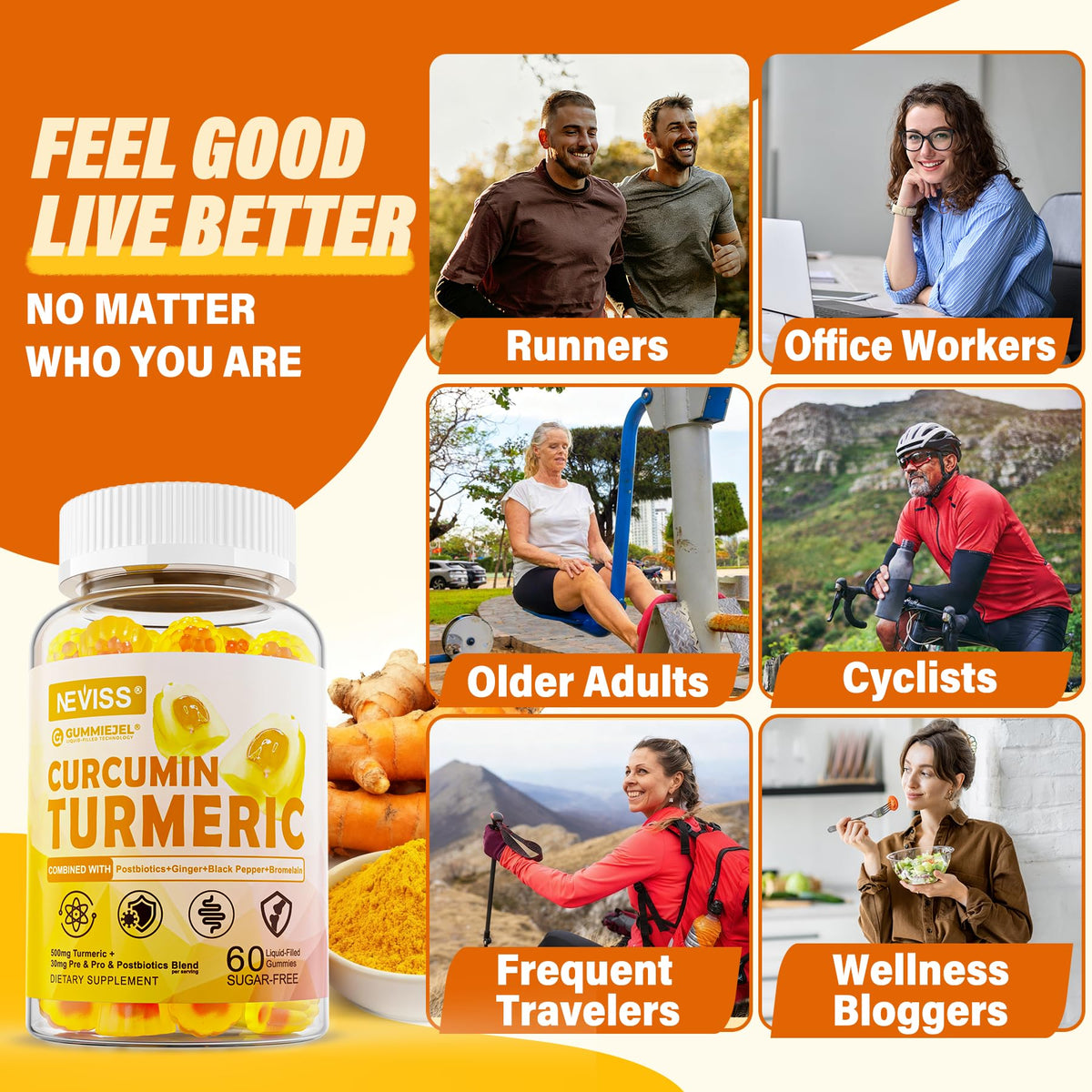 Gummies Curcuma NEVISS, présentation sur une assiette
