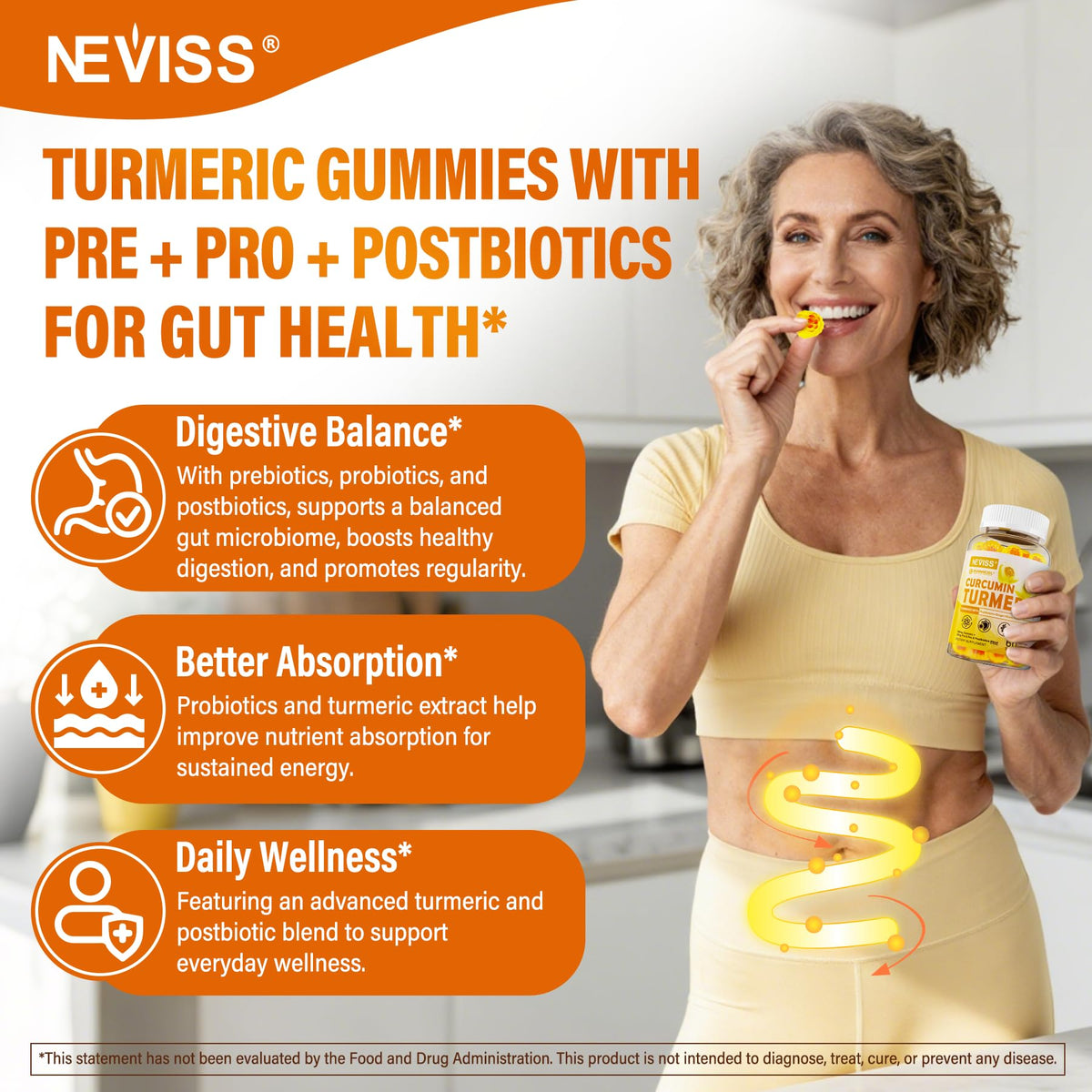 Gummies Curcuma NEVISS, vue de côté montrant la texture