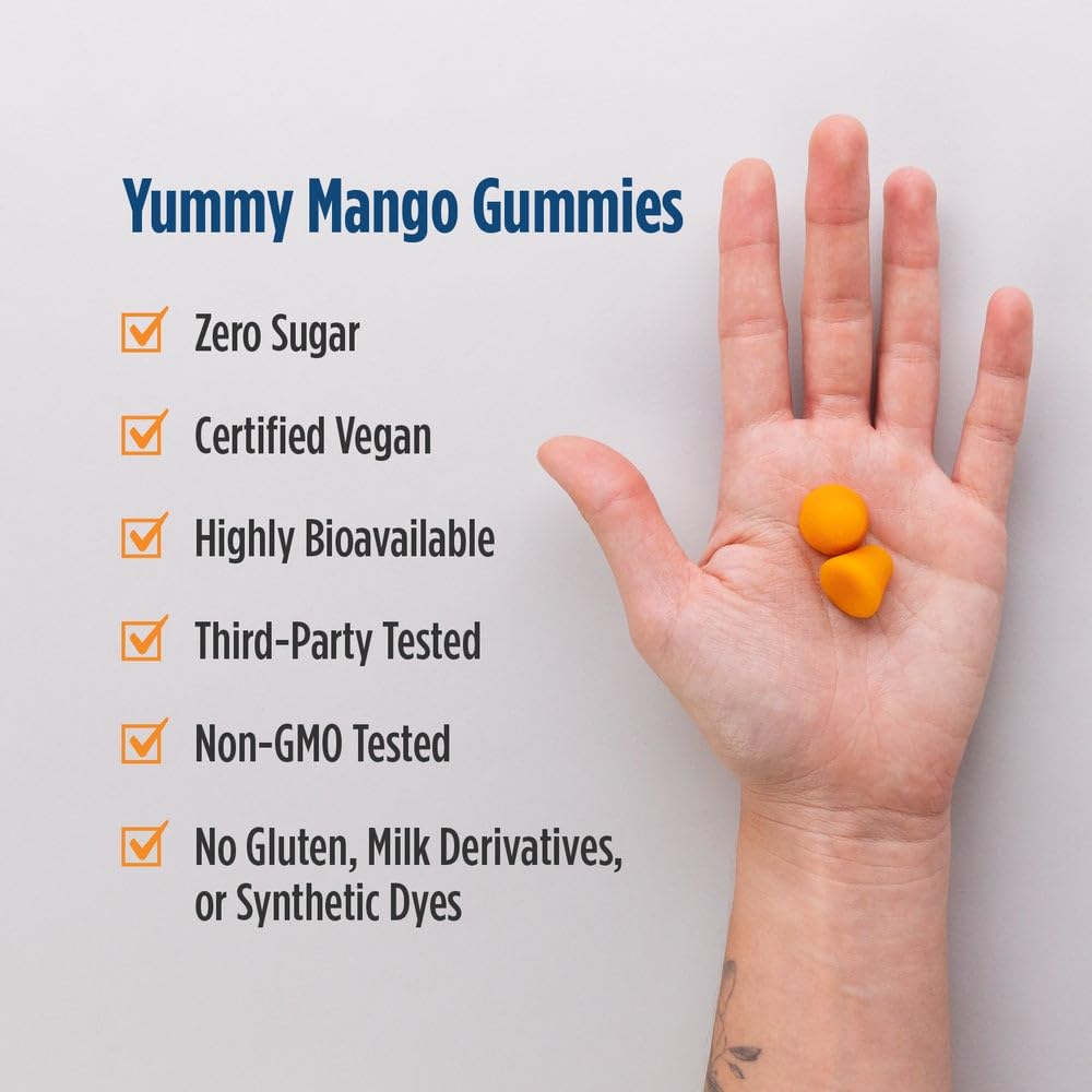 Gummies Curcumin Nordic Naturals avec un fond de mangue