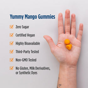 Gummies Curcumin Nordic Naturals avec un fond de mangue