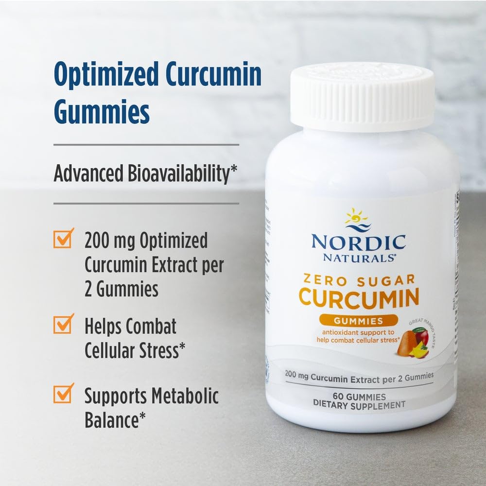 Gummies Curcumin Nordic Naturals ouvertes avec gummies à l'extérieur