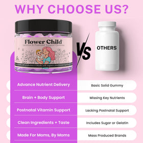 Gummies d'allaitement Flower Child avec une mère et son bébé