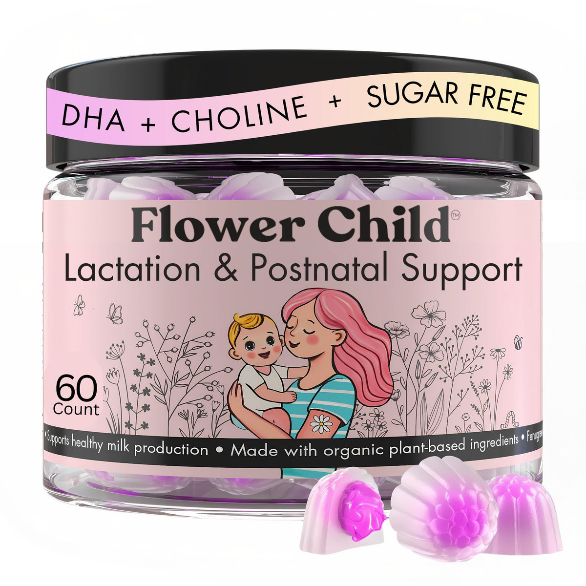 Gummies d'allaitement Flower Child en boîte, vue de face