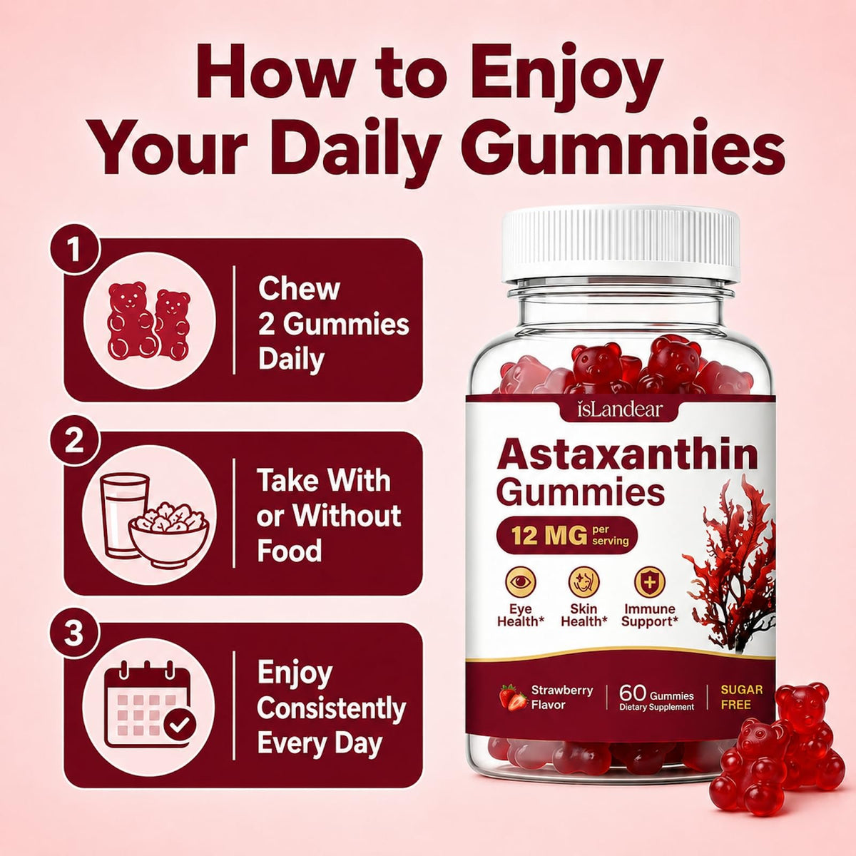 Gummies d'astaxanthine isLandear dans un environnement de travail