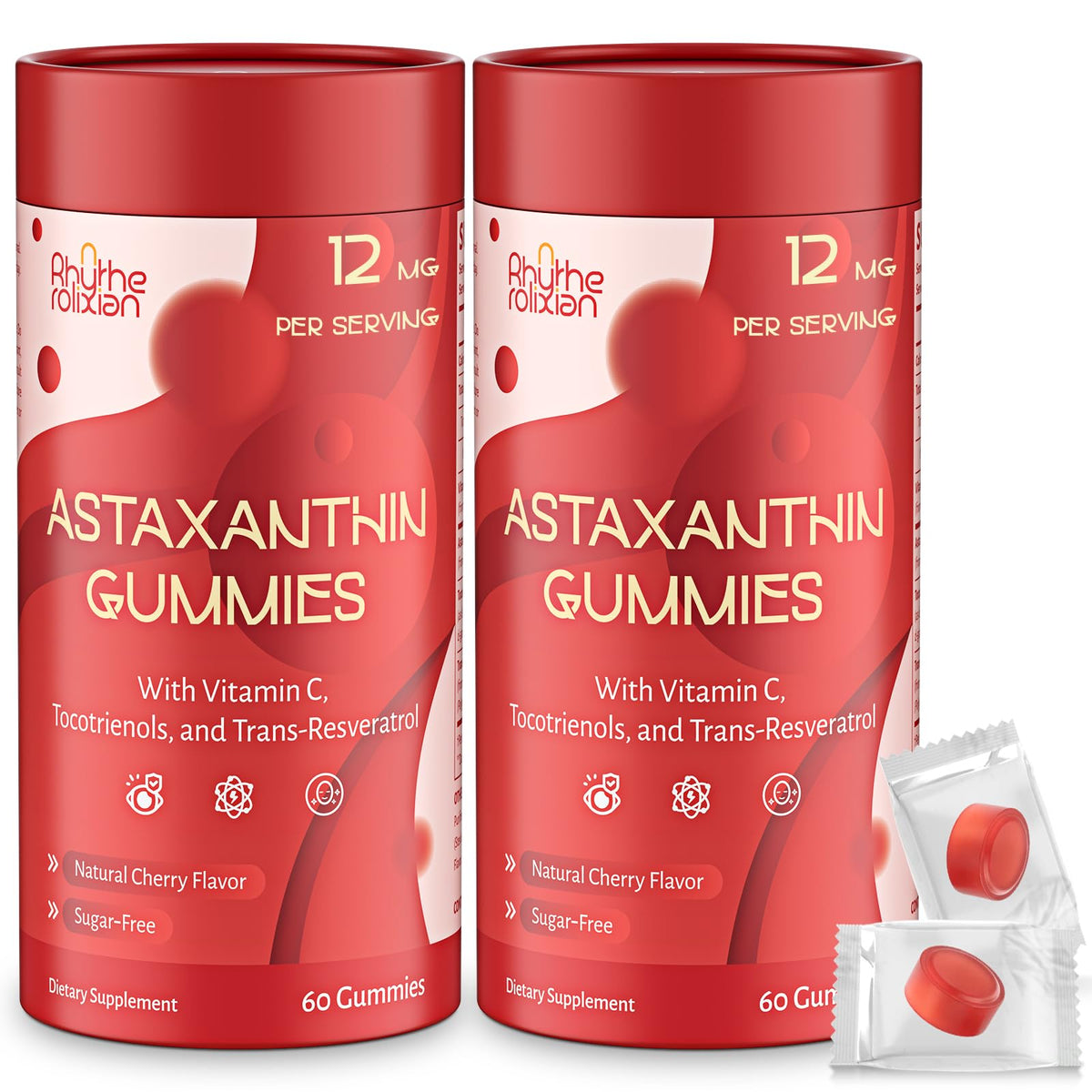 Gummies d'Astaxanthine RHYTHE ROLIXIAN 12 mg, vue de face