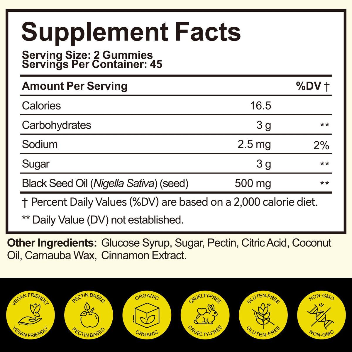Gummies d'huile de nigelle Daiasns avec des fruits frais