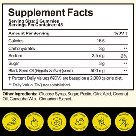 Gummies d'huile de nigelle Daiasns avec des fruits frais