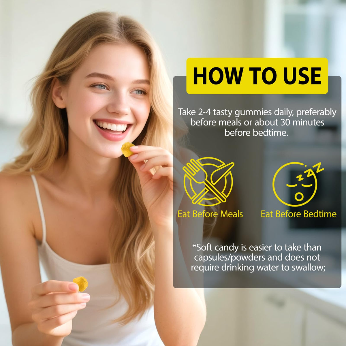 Gummies d'huile de nigelle Daiasns sur un fond neutre