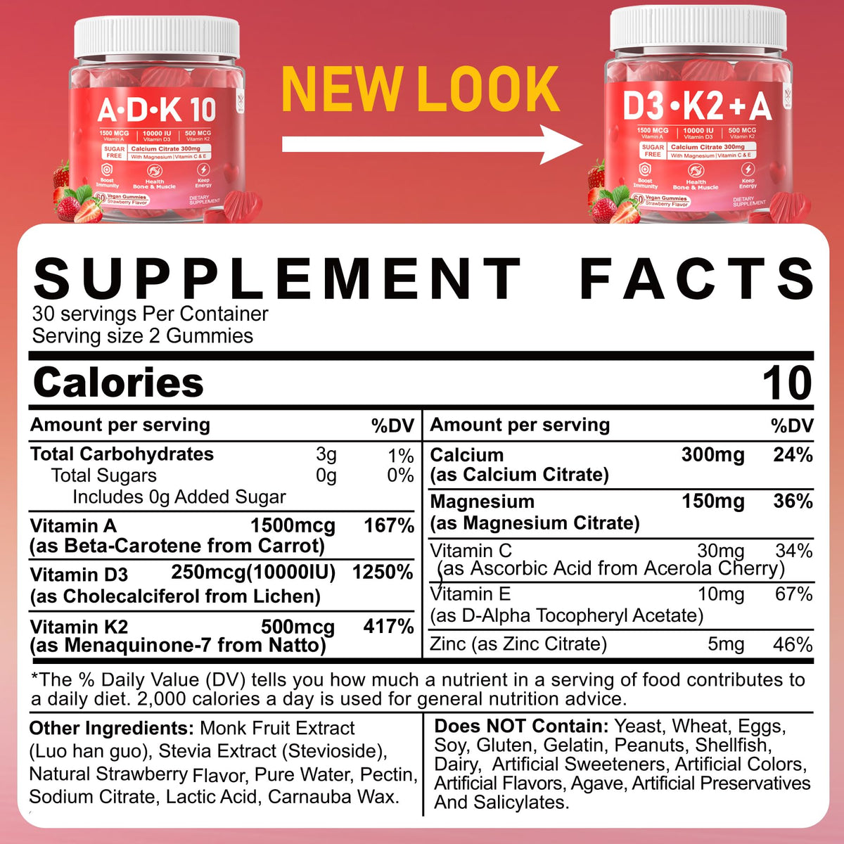 Gummies D3 + K2 + A EnvyCure, vue de face avec étiquette