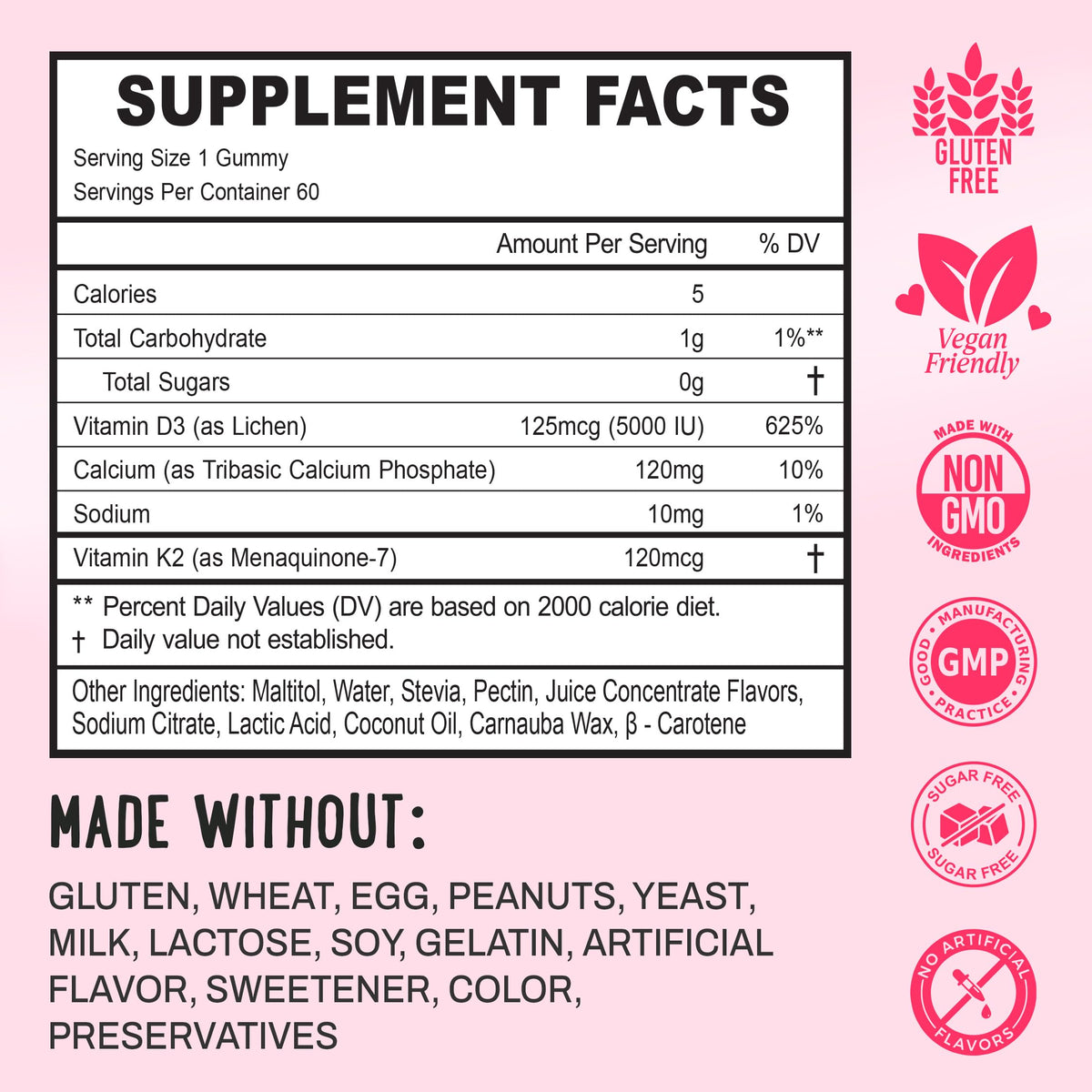 Gummies D3 K2 Calcium en main avec arrière-plan nature