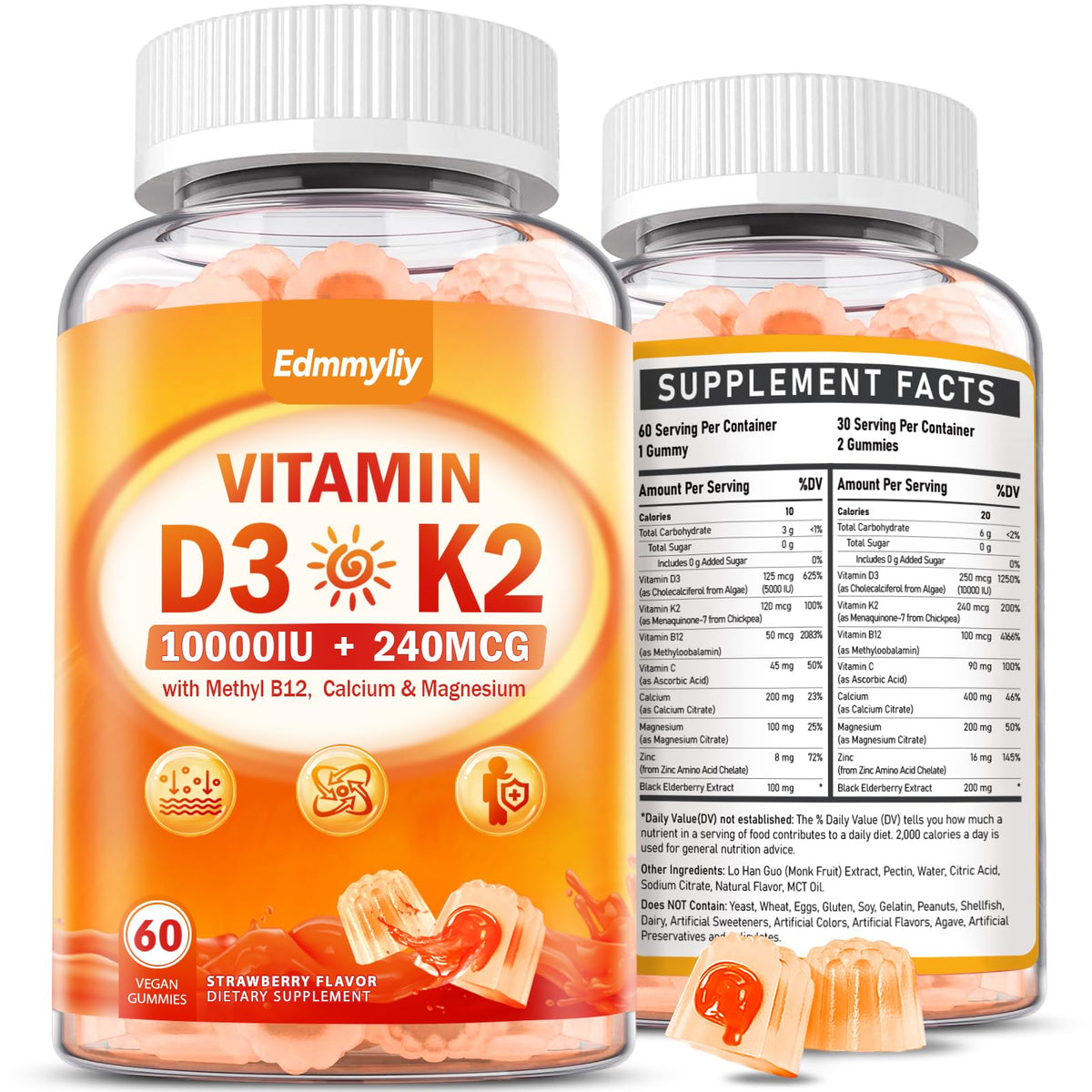 Gummies D3 K2 Edmmyliy 10000 IU vue de face