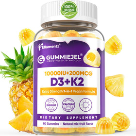 Gummies D3 K2 ELLAMENTZ 10000 UI vue de face dans l'emballage
