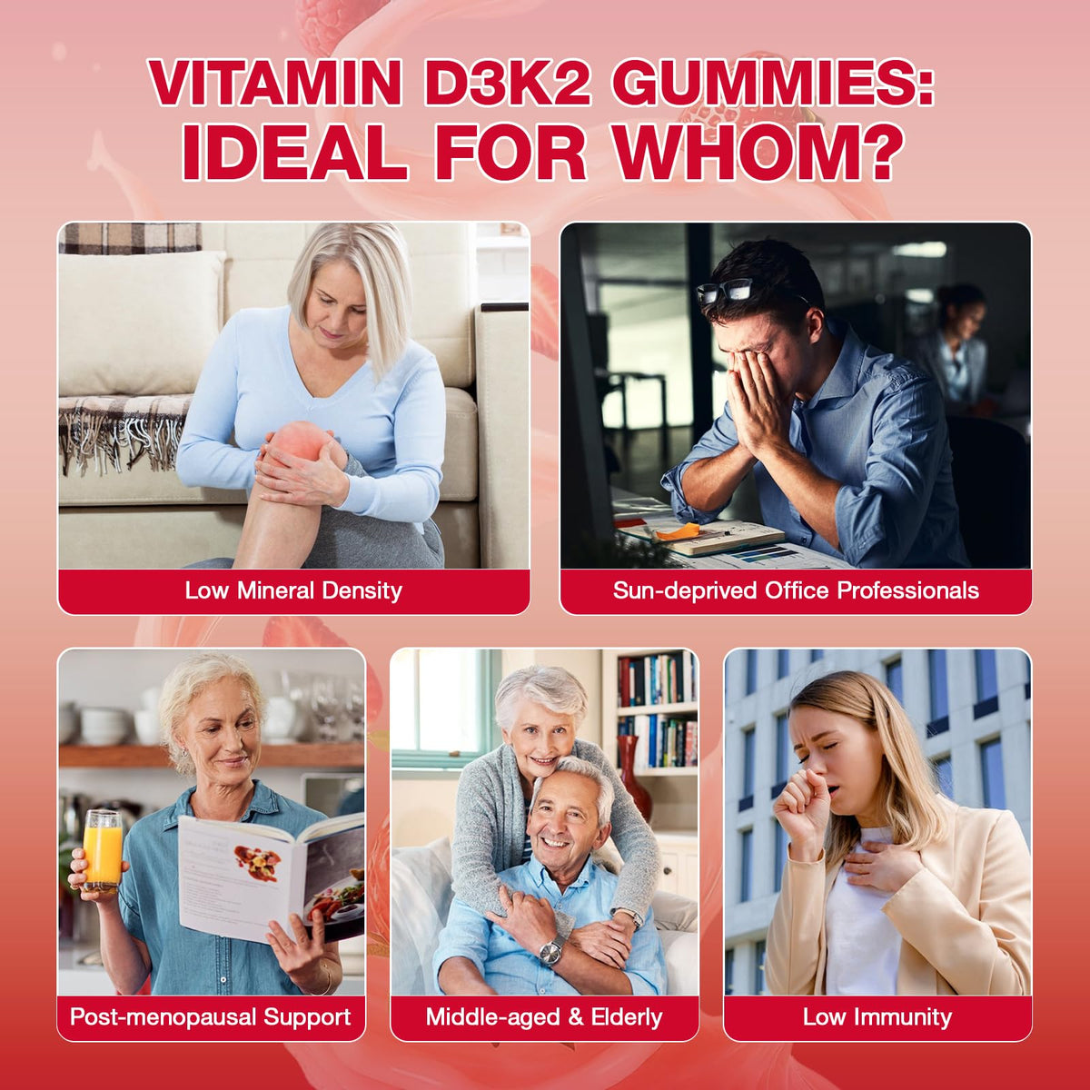 Gummies D3 K2 GRNSECVE avec un goût naturel de fraise