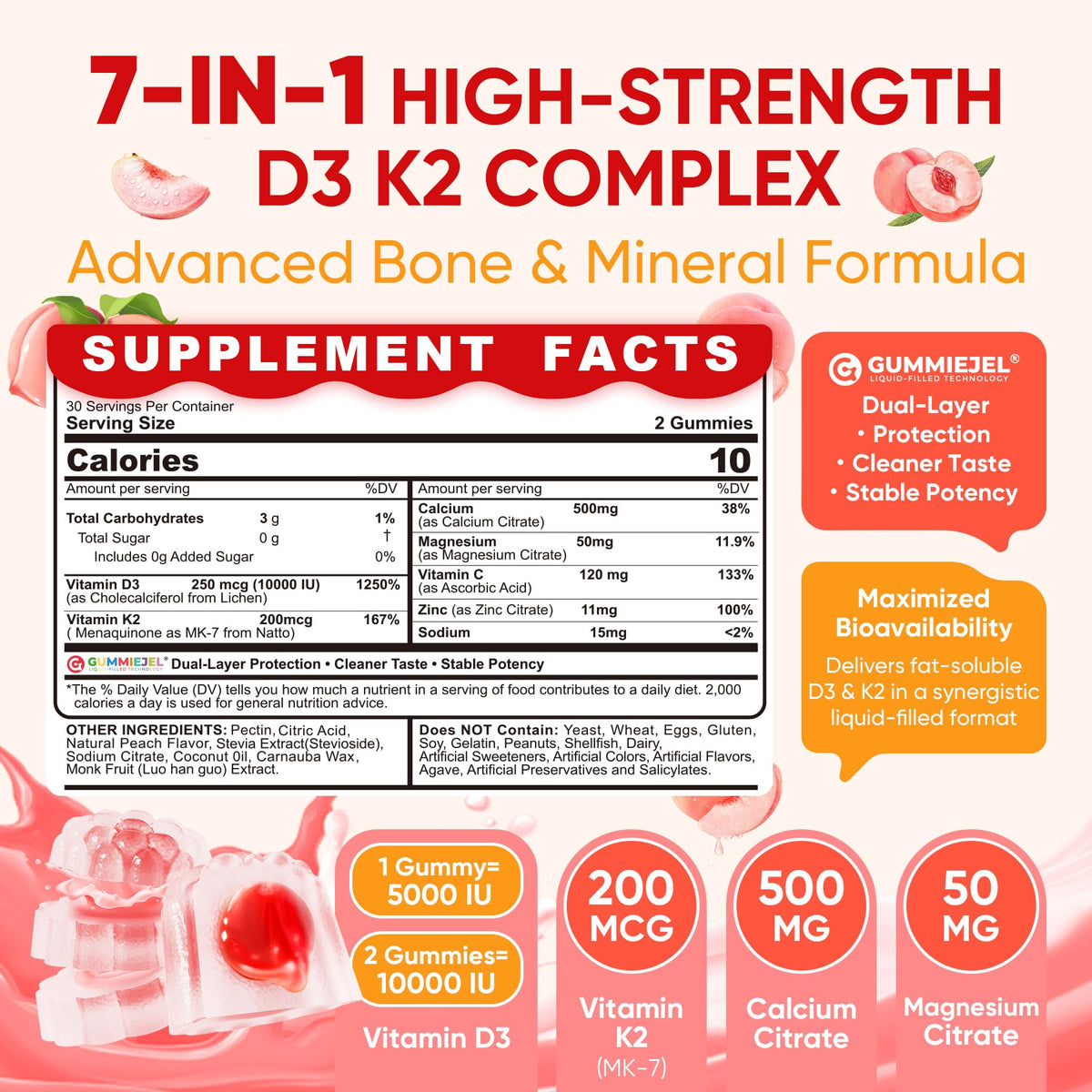 Gummies D3 K2 LILICARE 5000 IU 60 pièces emballage