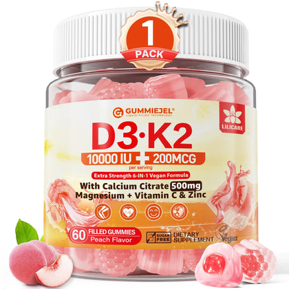 Gummies D3 K2 LILICARE 5000 IU 60 pièces vue de face