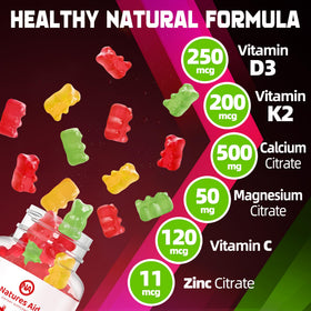 Gummies D3 K2 Natures aid avec étiquette et ingrédients