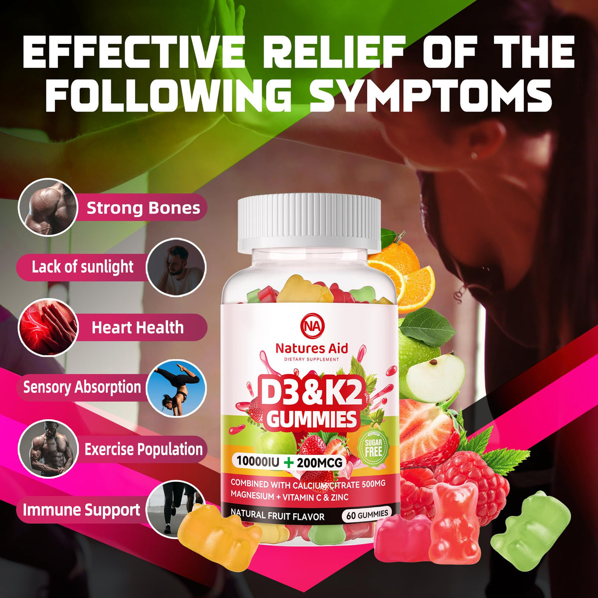 Gummies D3 K2 Natures aid en gros plan