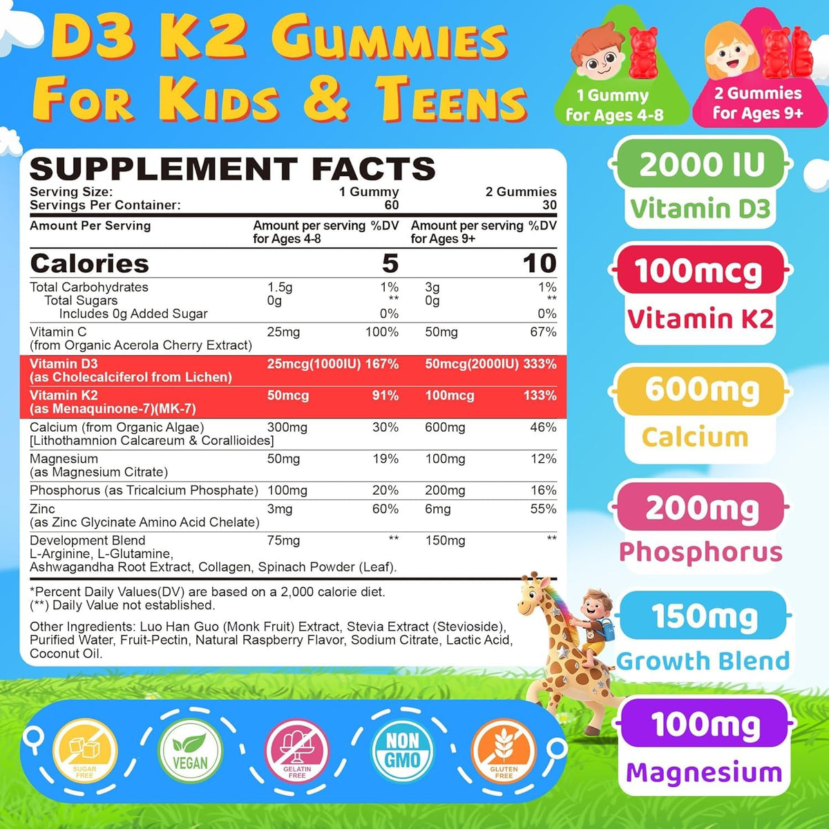 Gummies D3 K2 NEVISS en forme de framboise