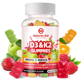 Gummies D3 K2 Vegan Natures Aid, 60 unités, vue de face