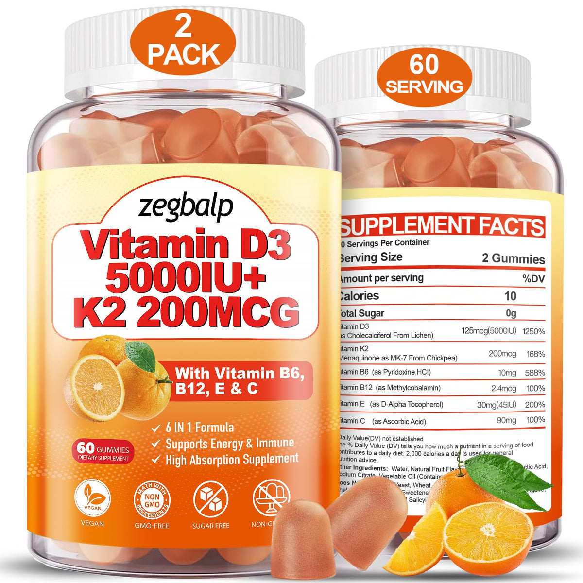 Gummies D3 K2 ZEGBALP 120 pièces en pot