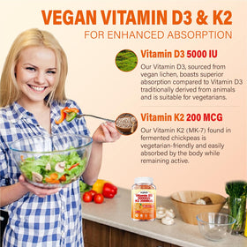 Gummies D3 K2 ZEGBALP avec dosage de 5000 IU et 200 mcg