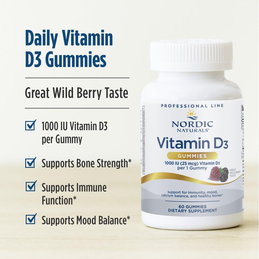 Gummies D3 Nordic Naturals sur fond blanc