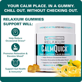 Gummies daily wellness Calm pot ouvert avec gummies visibles