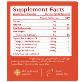 Gummies de Baies de Goji Omega-7 Lumvelle Organics, ingrédients
