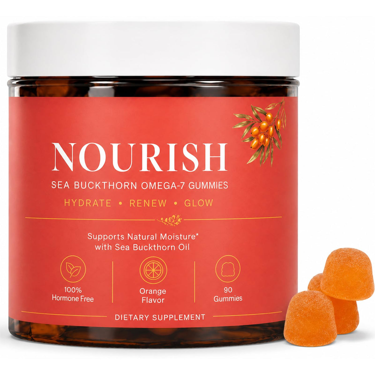 Gummies de Baies de Goji Omega-7 Lumvelle Organics, pot avant
