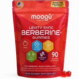 Gummies de Berbérine 3000mg Moogǔ Organics avec Cannelle de Ceylan, packaging avant