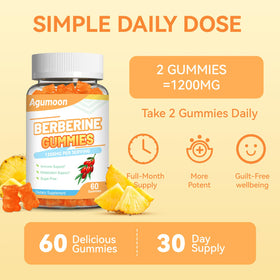 Gummies de berbérine Agumoon 1200mg, taille et dimensions