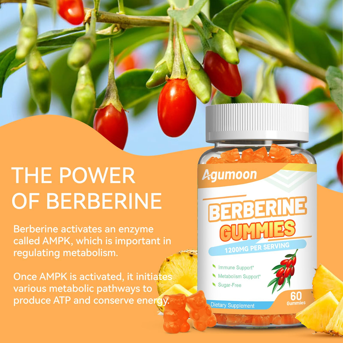 Gummies de berbérine Agumoon 1200mg, texture douce