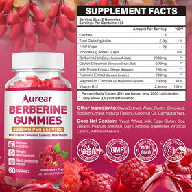 Gummies de berbérine Aurear 2000mg avec vue de côté