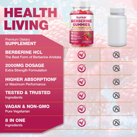 Gummies de berbérine Aurear 2000mg sur une table