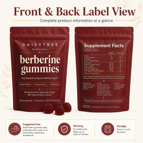 Gummies de berbérine DAISYTREE en gros plan, saveur baies mélangées