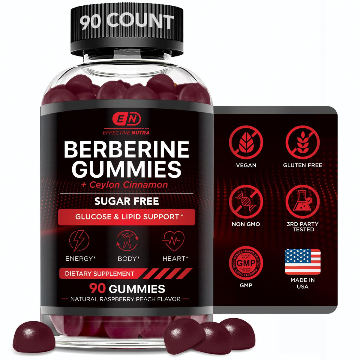 Gummies de Berbérine Effective Nutra avec Cannelle de Ceylan, vue de face