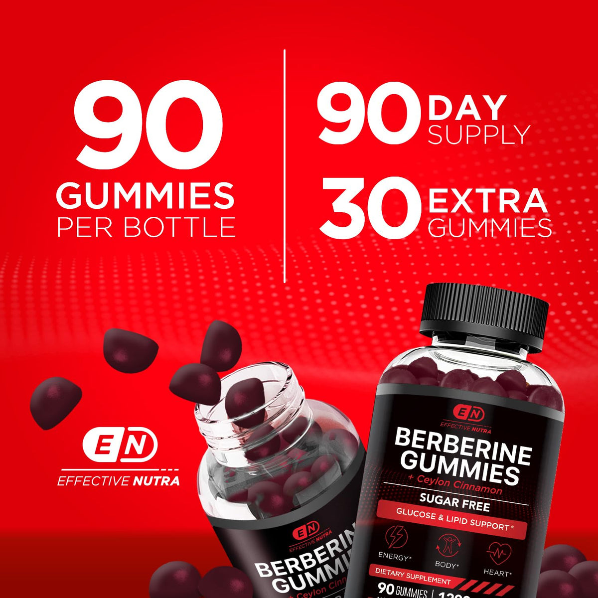 Gummies de Berbérine Effective Nutra sur une table, proche