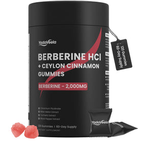 Gummies de Berbérine HCl YadaVeela en emballage individuel, goût pêche blanche