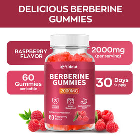 Gummies de Berbérine HCL Yidout avec des framboises fraîches