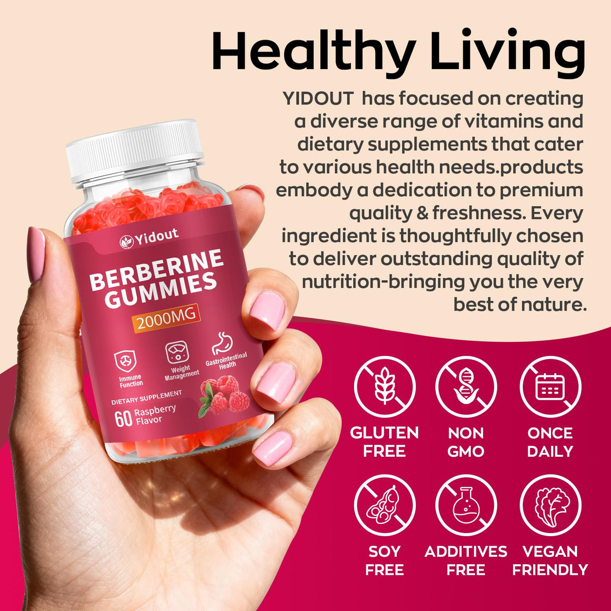 Gummies de Berbérine HCL Yidout, prise en main