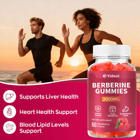 Gummies de Berbérine HCL Yidout sur une table, en plein air