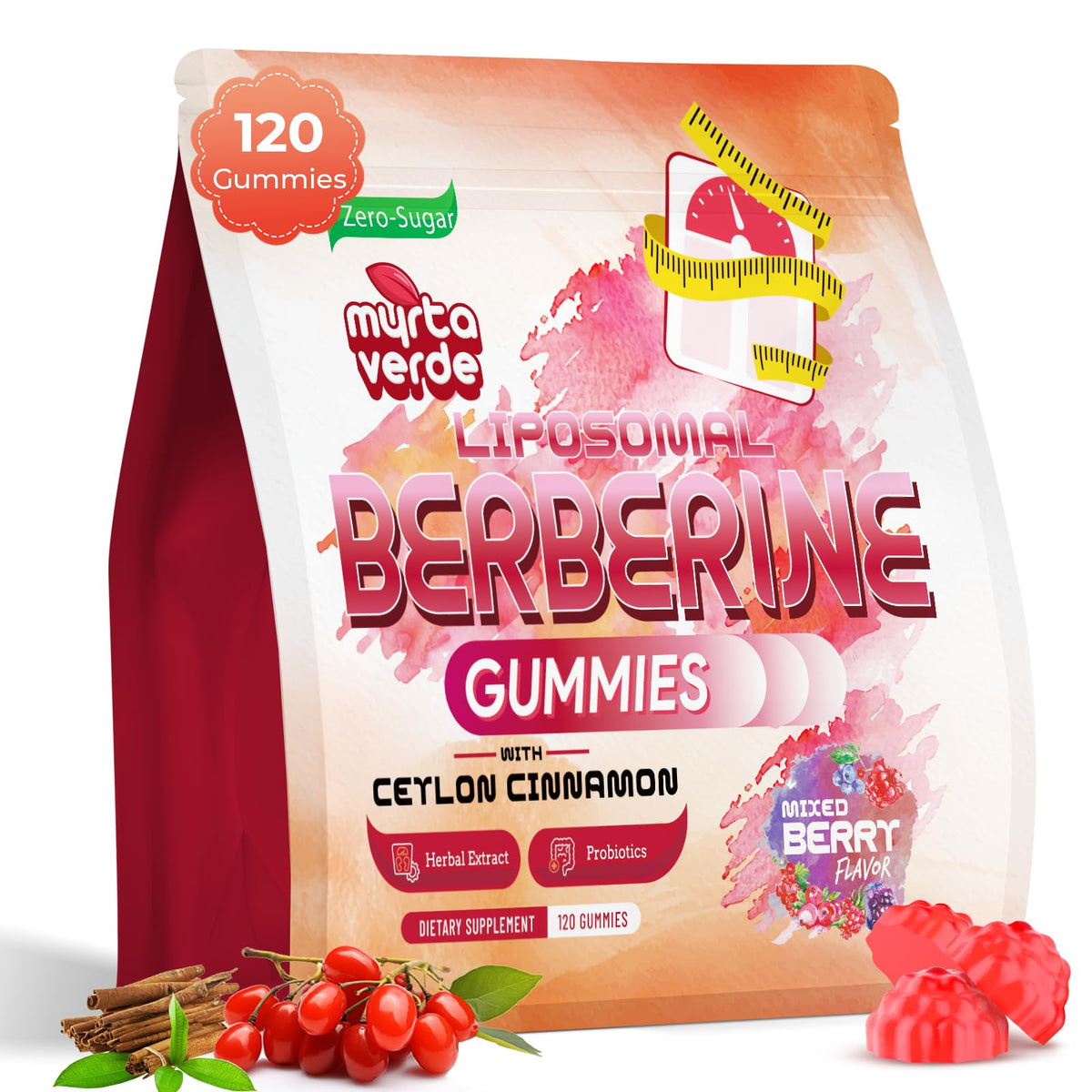 Gummies de berbérine liposomales Myrtaverde, sachet de 120 pièces