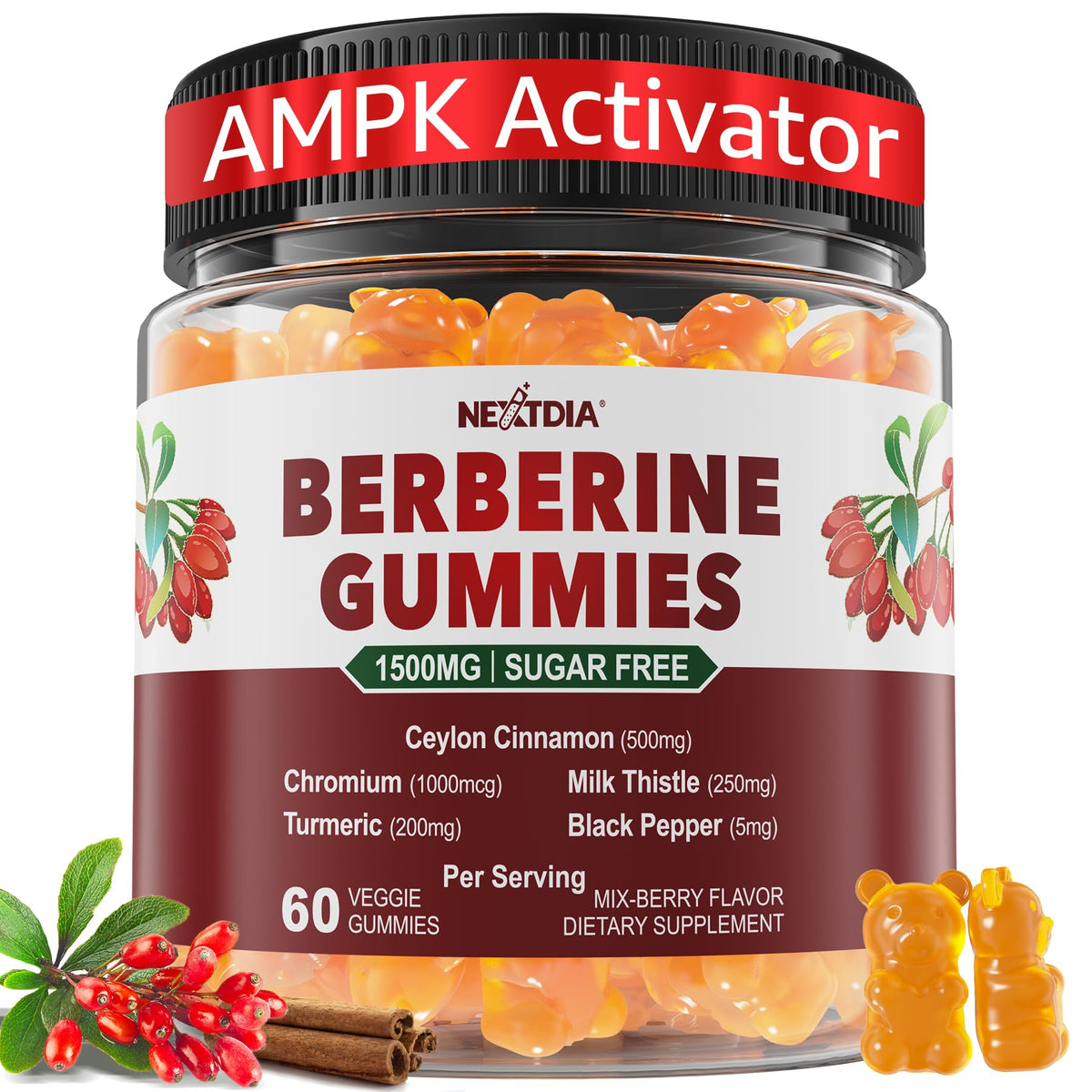 Gummies de Berbérine Nextdia 1500mg vue de face