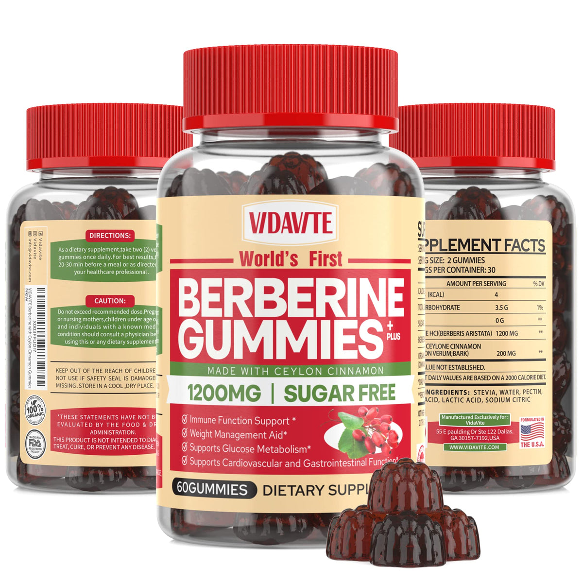 Gummies de Berbérine VIDAVITE avec Cannelle de Ceylan, boîte avant